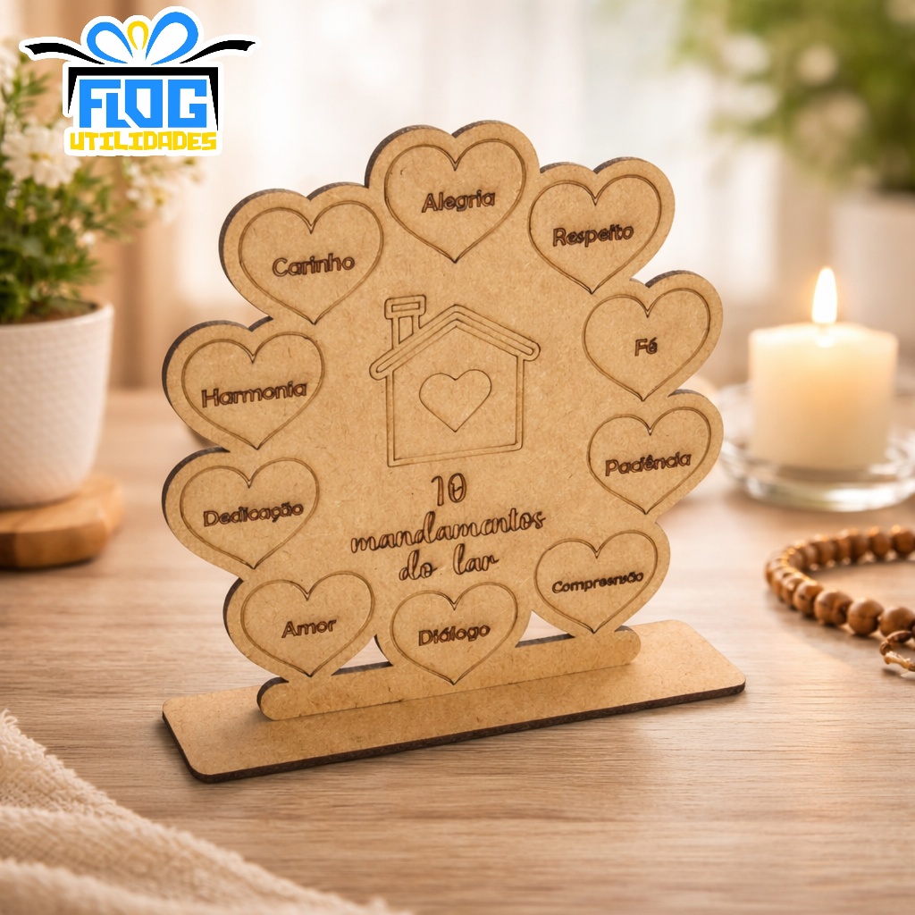 Kit  Lembrancinhas Display Mandamentos Do Lar Casa Familia Benção Em MDF - Decoração Decorativa Sala / Decoração casa