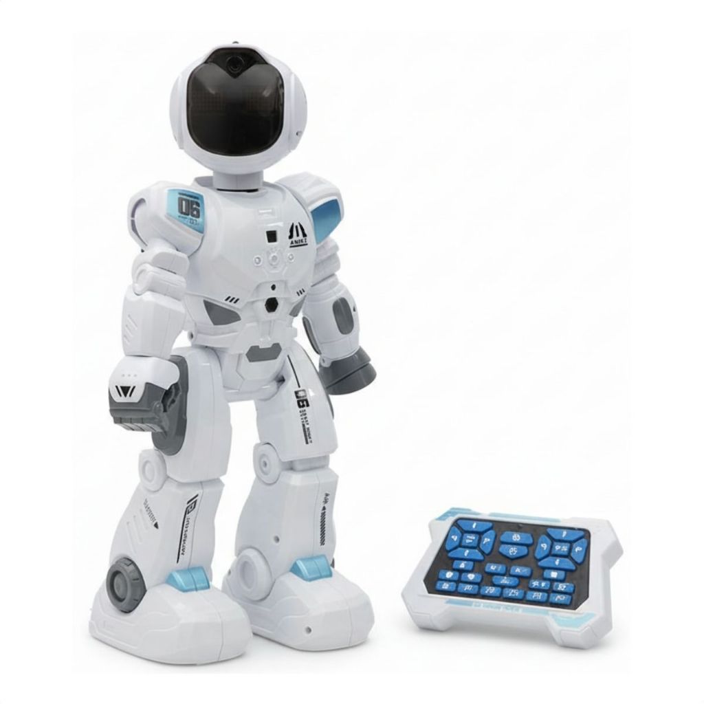 Robô Interativo Musical Luz Som Anda Dança Controle Remoto Branco em Oferta na Shopee