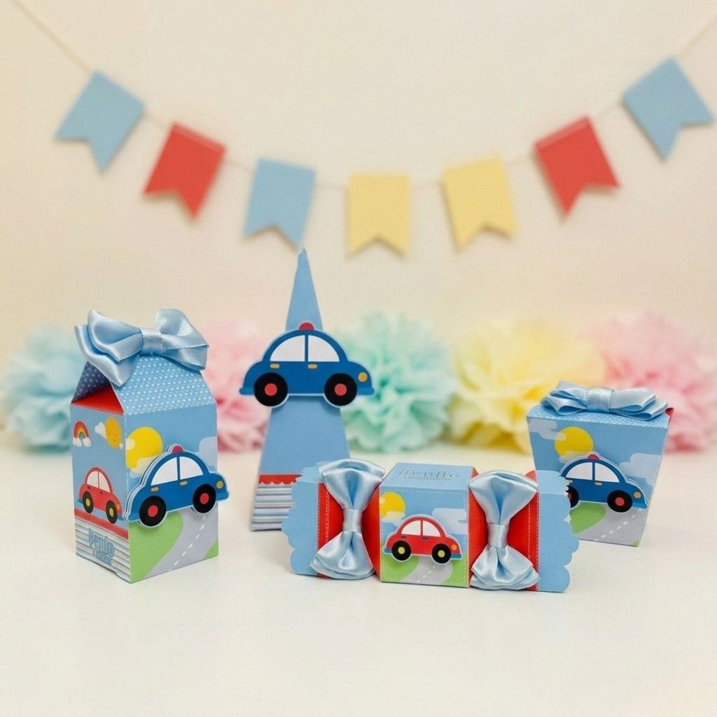 Kit Festa Caixinhas Personalizadas Carrinhos | Lembrancinha | Pegue e monte | Aniversário Infantil
