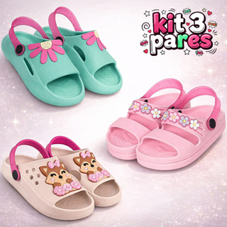 Kit Com 3 Pares De Sandália Infantil Menina em Oferta na Shopee