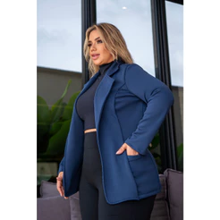 Casaco Plus Size Casual Com Elastano Modelagem Acinturada Para Dias Frios