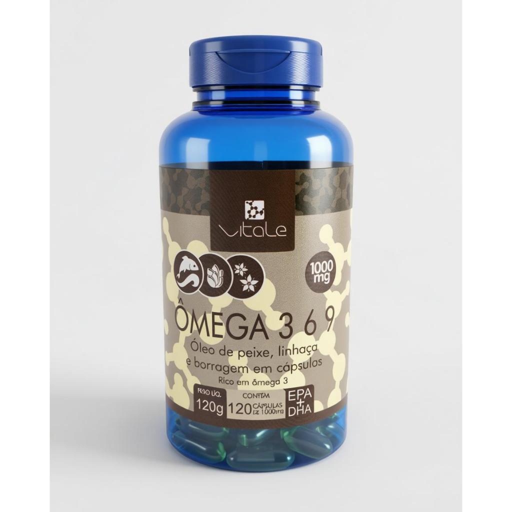 Omega 3 6 9, 120 Capsulas de 1g. (Óleo de Peixe, Borragem e Linhaça) Vitale em Oferta na Shopee