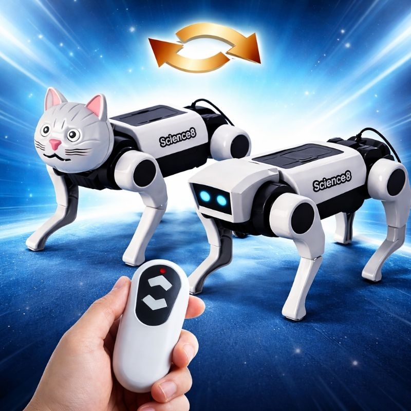 Robô Cão/Gato de Montar com Controle Remoto | Brinquedo Educativo | Funciona com Pilhas AAA| Modelo para Montagem