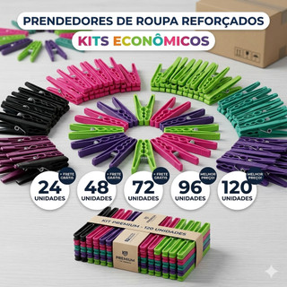 Pregador de roupa até 120 unidades com mola de aço resistente  Prendedor para roupa de plastico