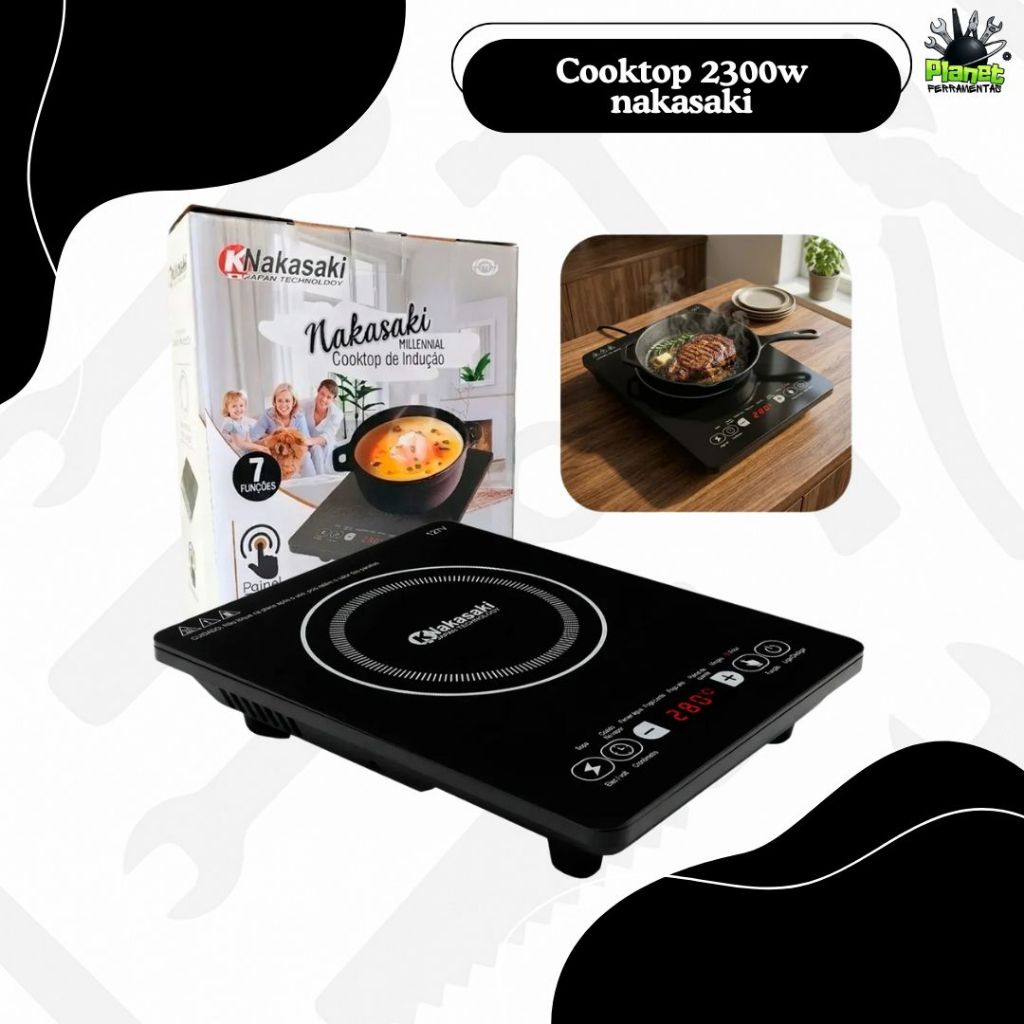 Cooktop De Indução Painel Touch Portátil Vidro 1 Boca Fogão