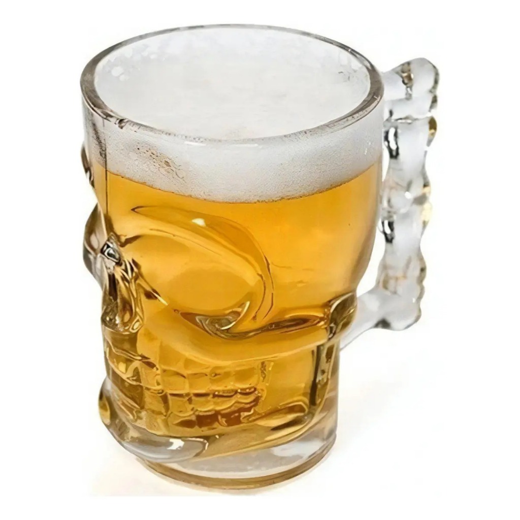 Caneca Vidro Caveira 510ml Para Chopp e Cerveja Design Crânio Transparente Estilo Rock em Oferta na Shopee