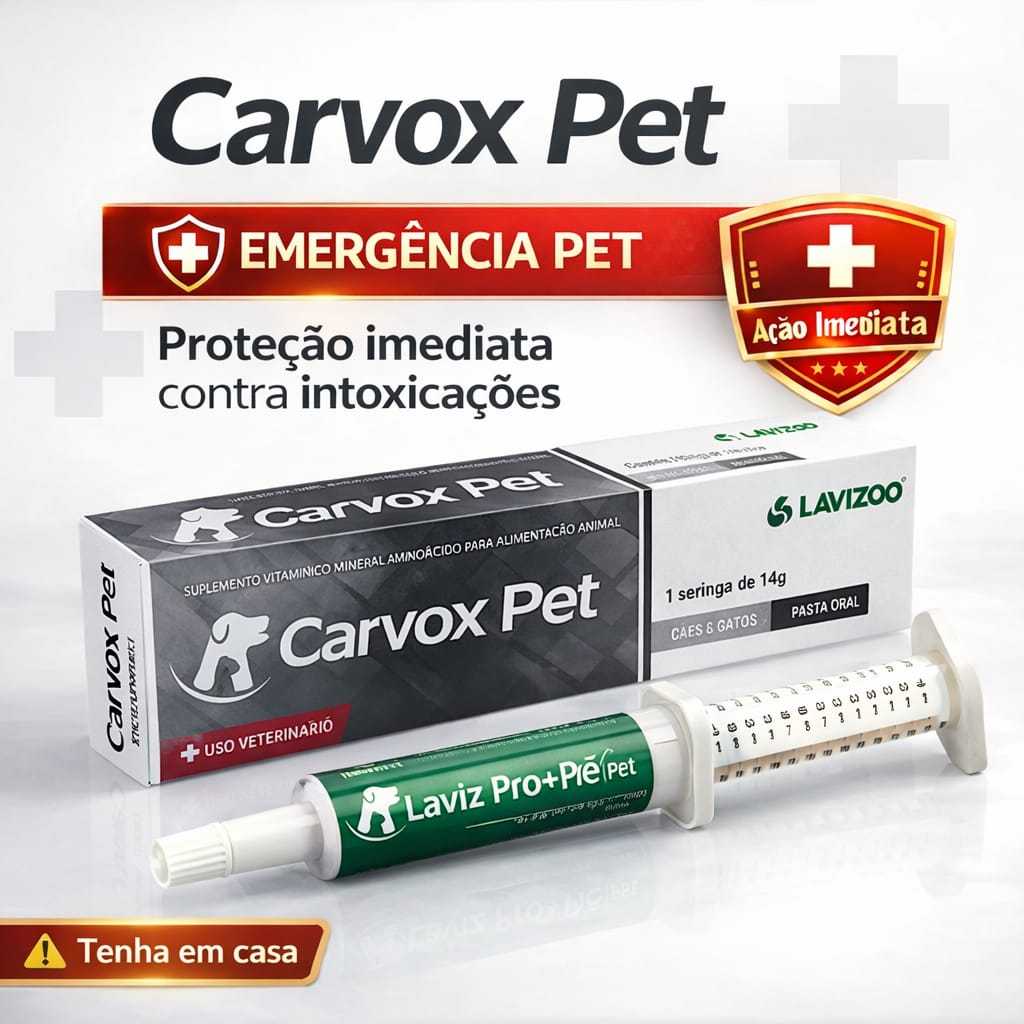 Carvão Ativado Antitóxico Carvox Pet Lavizoo 14 gr | Emergência Intoxicação Cães e Gatos Ação Rápida