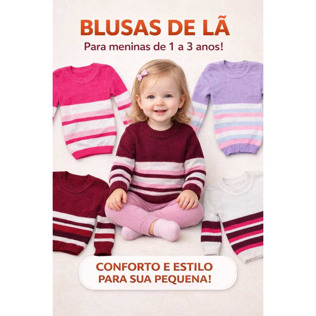 Kit 3 blusas de lã Masculino nos tamanho do 1 ao 3