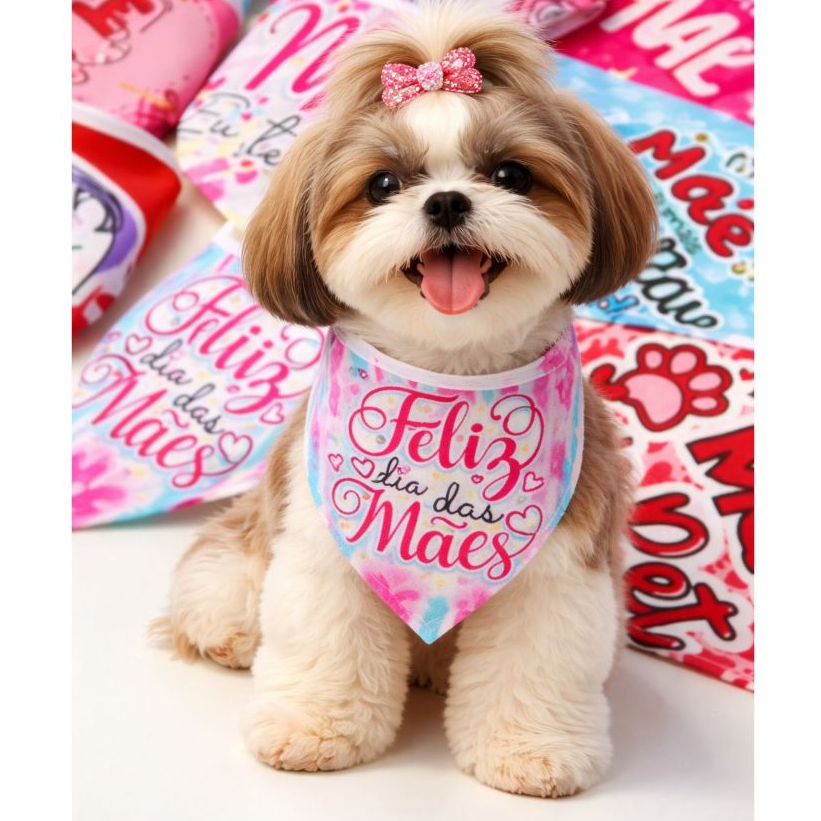 kit 50 bandana dia das Mães bandana pet , bandana para cachorro dia das mães