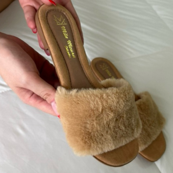 Pantufa Feminina Pelúcia Inverno Caramelo Moda Frio