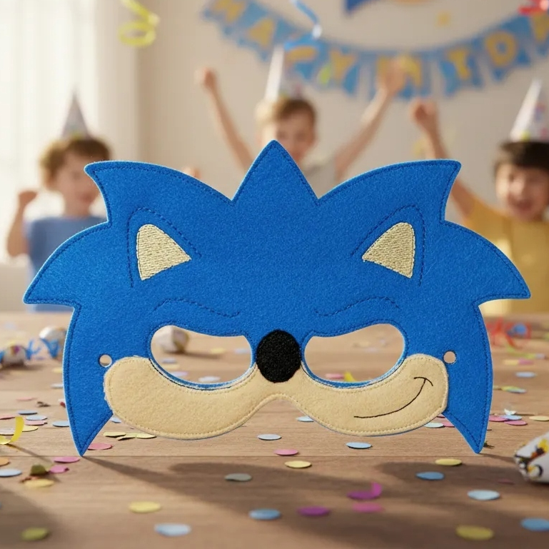 Máscara em Feltro Bordada Sonic
