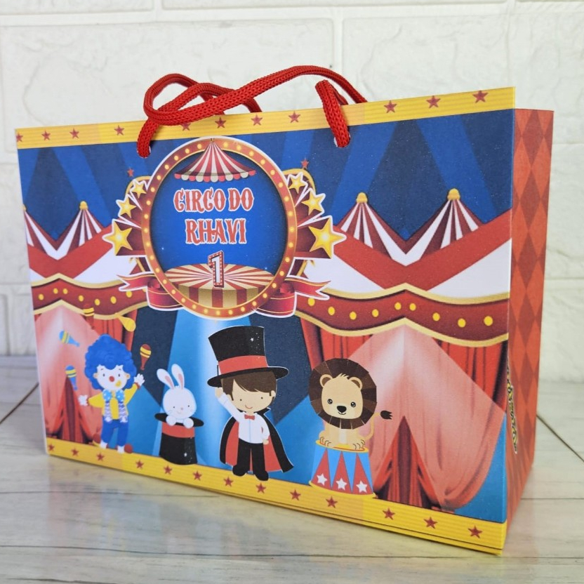Kit Sacolas Surpresa Circo Personalizada | Lembrancinhas Festa Infantil Aniversário | Nome e Idade
