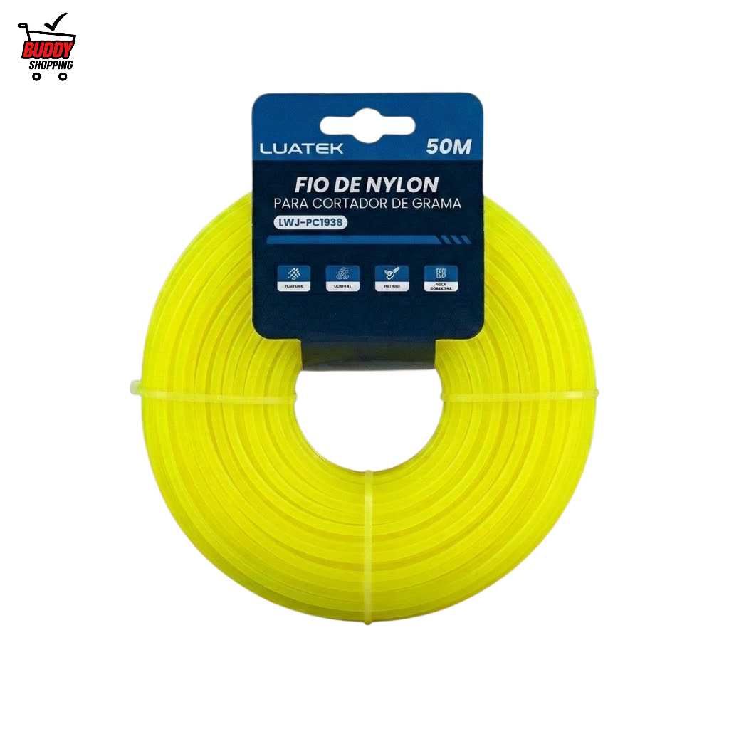 Fio de Nylon Luatek para Roçadeira Arredondado 2.4mm 3.0mm Profissional 15m 50m Resistente em Oferta na Shopee
