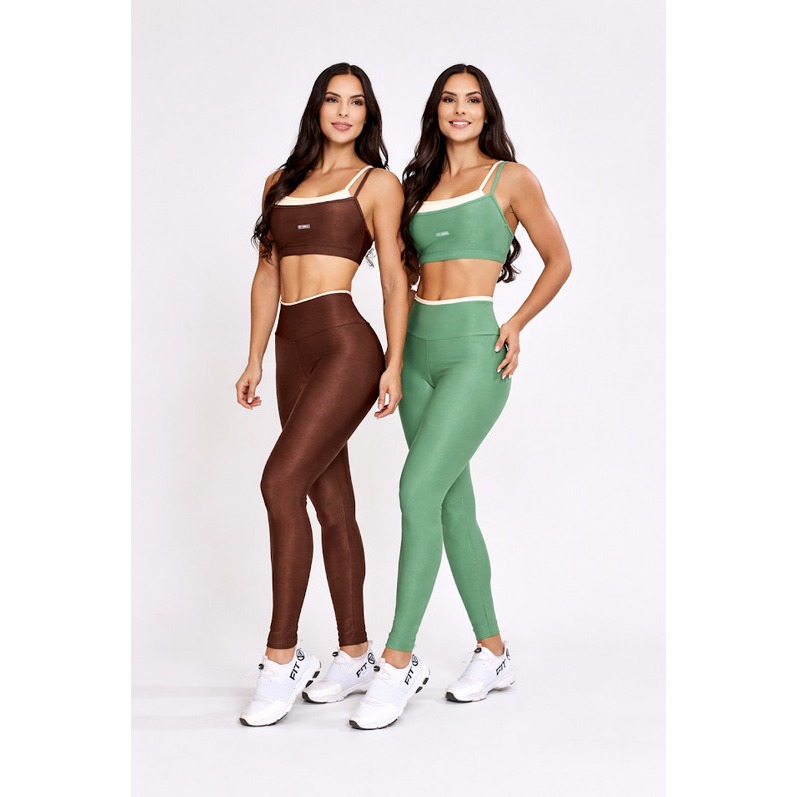 Conjunto Fitness Top e Legging Feminino Sobreposto Academia ( Roupa de academia )