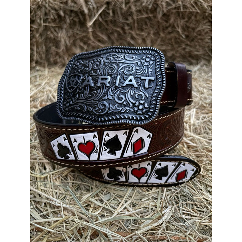 KIT CINTO E FIVELA COUNTRY TEXAS + ARIAT COWBOY PARA PECUÁRIA E RODEIO SUPER ESTILOSO