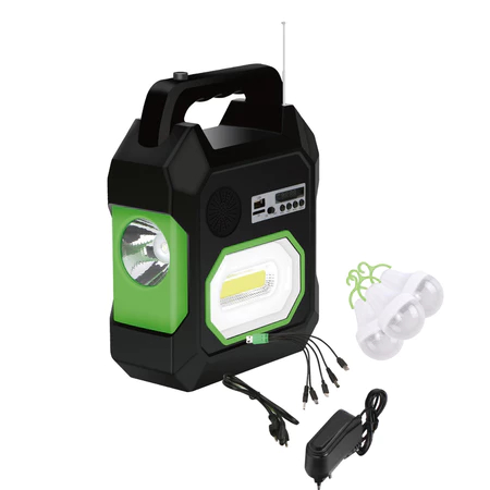 Kit portátil com gerador de energia solar – Iluminação, rádio FM e carregador USB LUATEK 3114