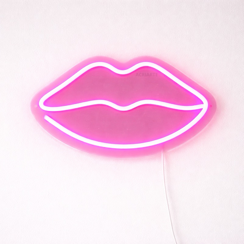 Luminária Boca Neon ROSA– Luz Decorativa para Decoração e Parede