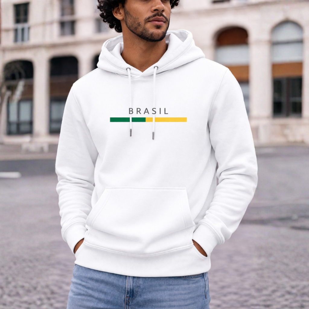 Moletom Brasil Masculino Minimalista Estilo Moderno | Moletom Canguru Algodão | Casual Unissex