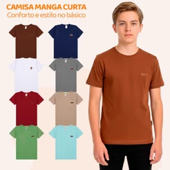 Kit 2 ou 5 Camisetas Manga Curta Infantil Menino Básica Lisa Camisa Casual Roupa de Bebe Masculino Em Algodão