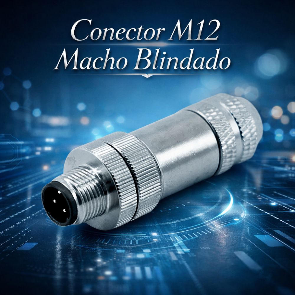 Conector M12 4 Pinos Macho Codificação D (COD D)