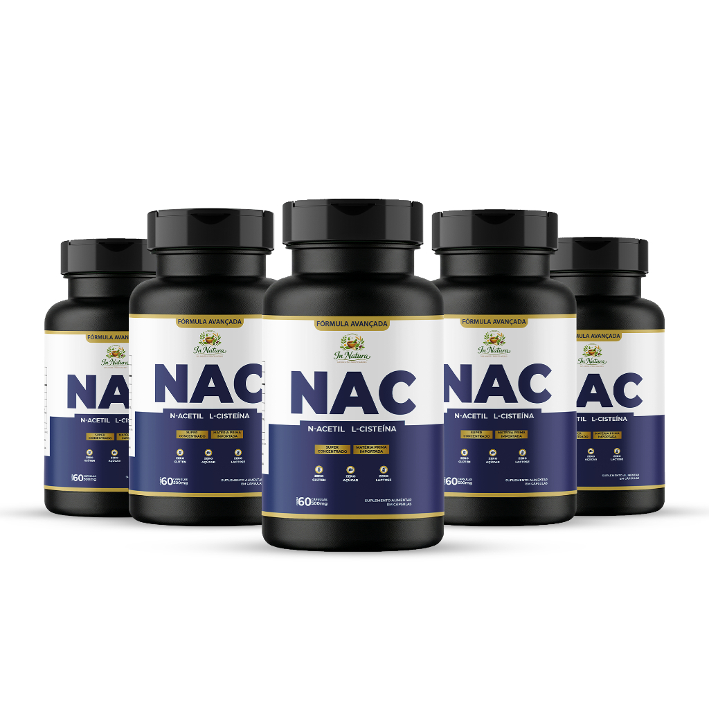 NAC - N-Acetil L-Cisteína 500mg | Antioxidante, Imunidade e Saúde do Fígado – 60 Capsulas por pote
