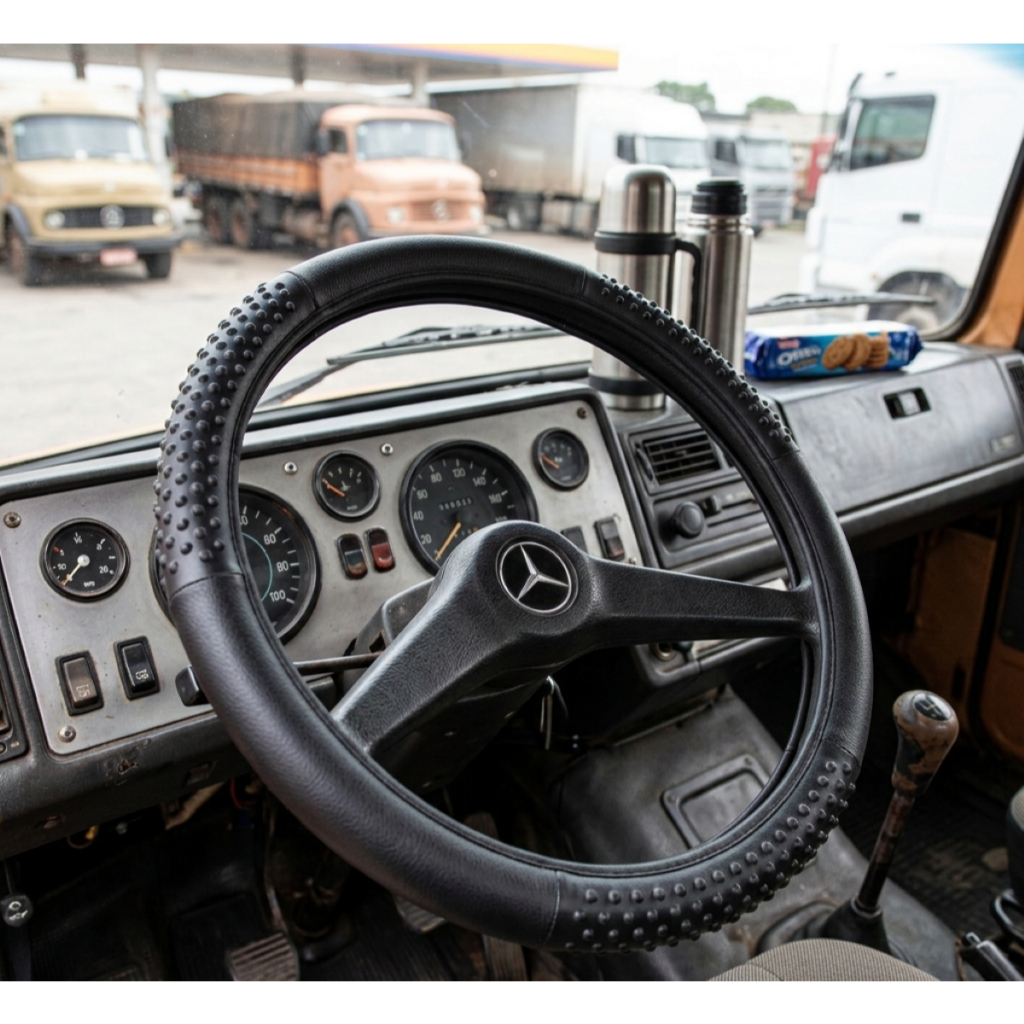 Capa De Volante Para Caminhão Mercedes-Benz Modelo 608 48 Cm Com Massageador Alta Durabilidade