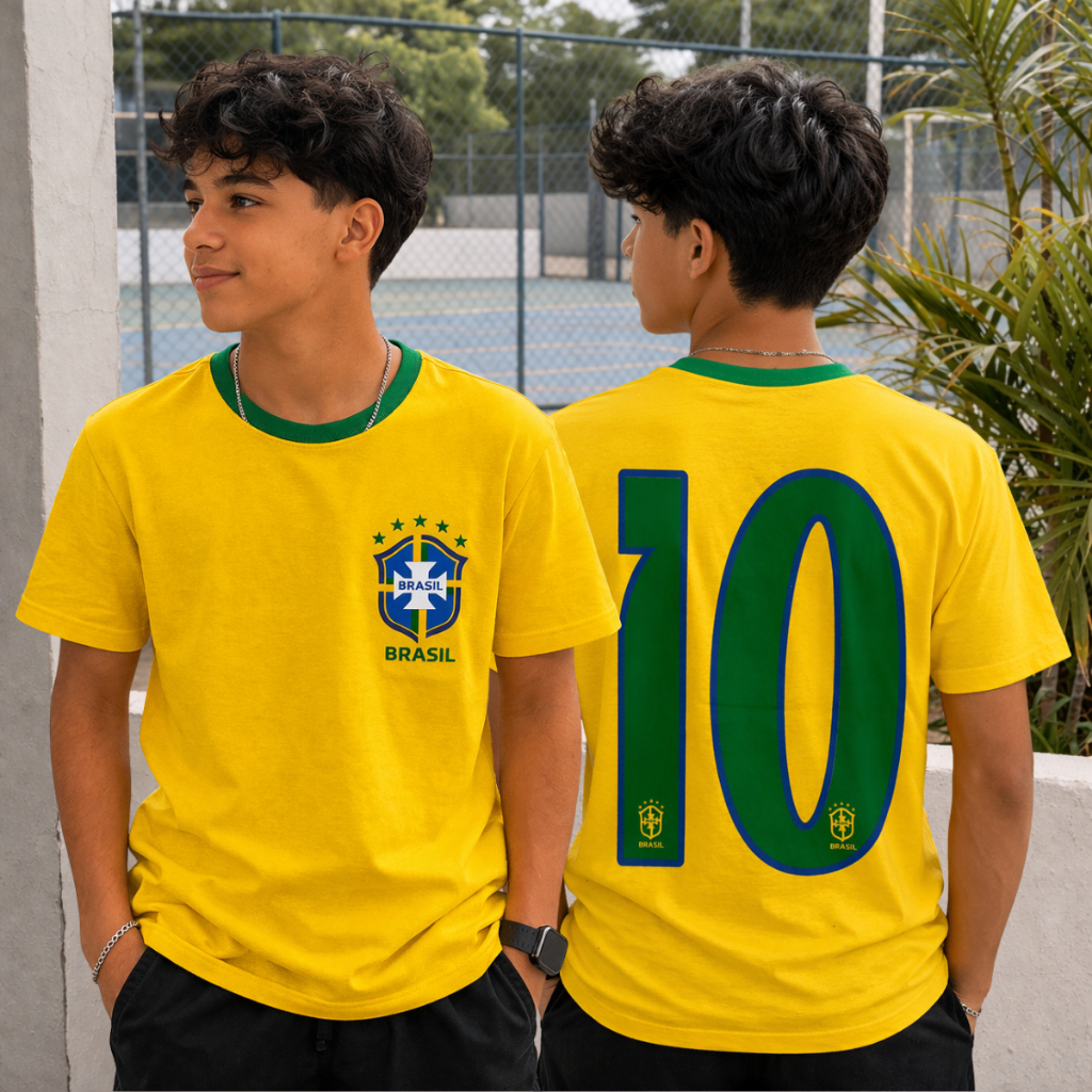 Camiseta Brasil Infanto Juvenil 100% Algodão Camiseta Do Brasil Camisa Infantil Brasil