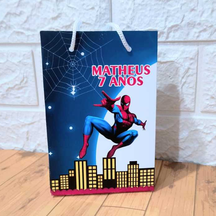 Mini Sacolinha Personalizada - HOMEM ARANHA - SPIDER MAN - Sacolinha Surpresa | Lembrancinha Festa | Pegue e Monte.
