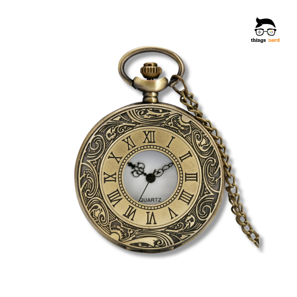 Relógio de Bolso Steampunk Bronze Vintage com Corrente Original Relíquia Retro Vitoriano Clássico