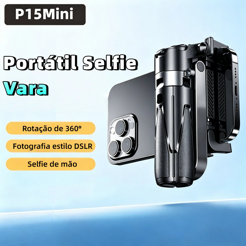 P15 mini Portátil Selfie Vara Tripé Magnético Suporte Do Telefone Dobrável Com Bluetooth Remoto Chaveiro Para Smartphone