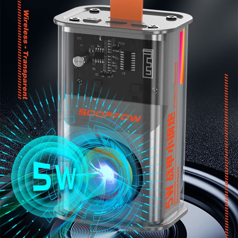 Caixa de Som Bluetooth Mini Transparente, Luz RGB Colorida, Toca Música por Cartão SD -B9 · foto 2