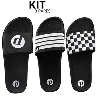 Combo 1 2 e 3 Pares Chinelo Masculino Slide Calce Fácil Confortavel  Macio