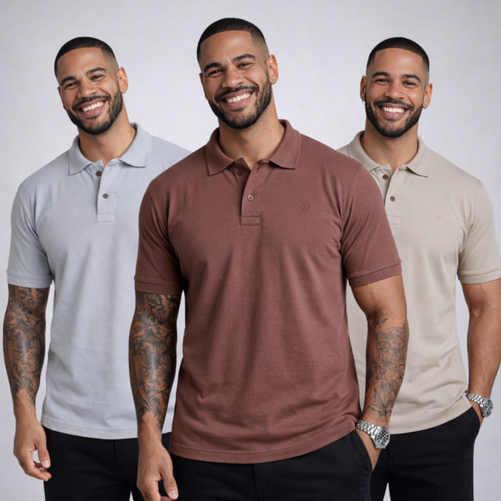 Kit 3 Polo Masculina Camisa Manga Curta Piquet