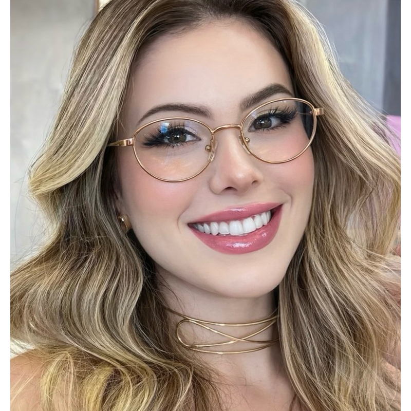 Armação Feminino Óculos Modelo Colorido Redondo Metal