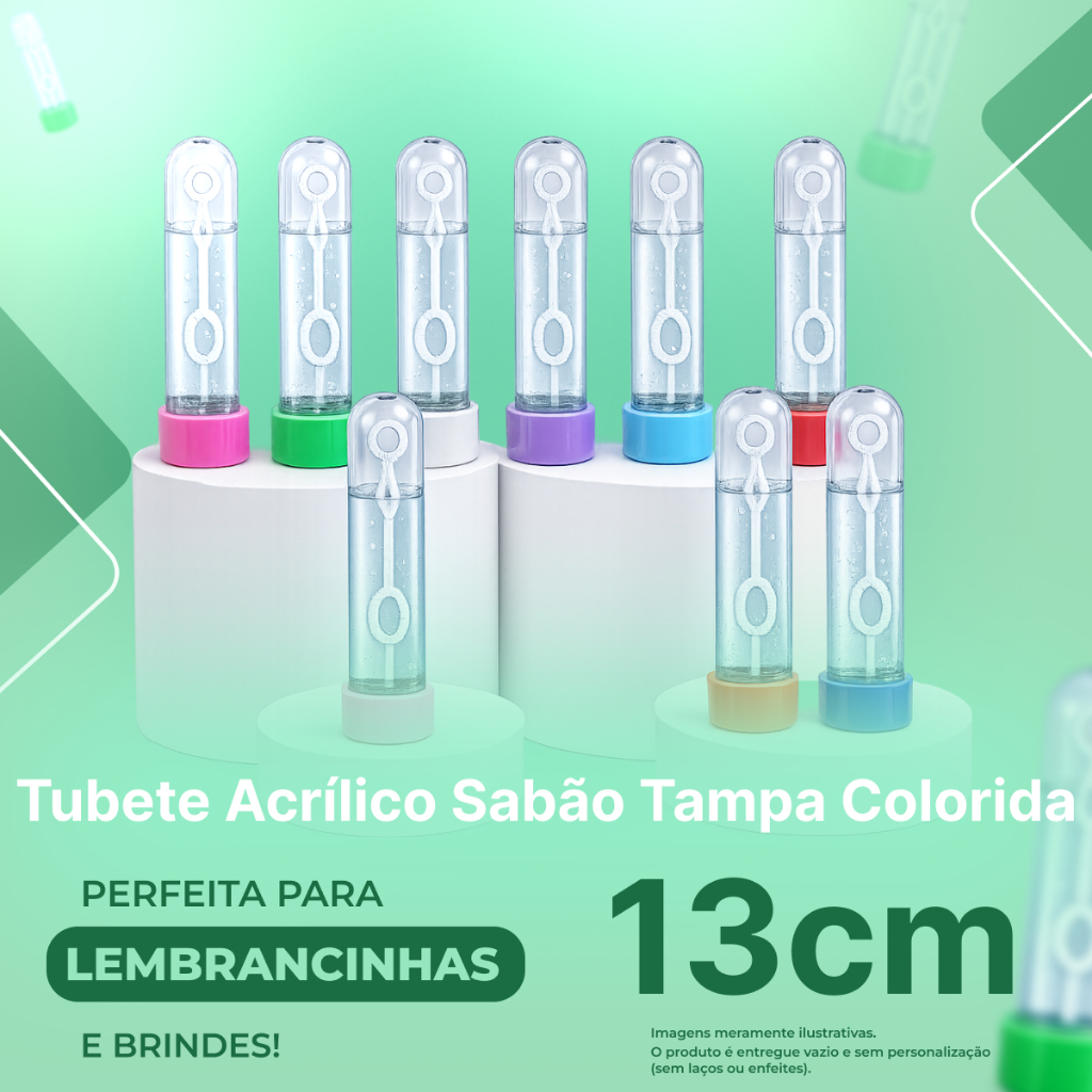 Kit 10/20/30/40/50 Tubete Bolha de Sabão 13cm - Para Festas e Lembrancinhas - Várias Cores.