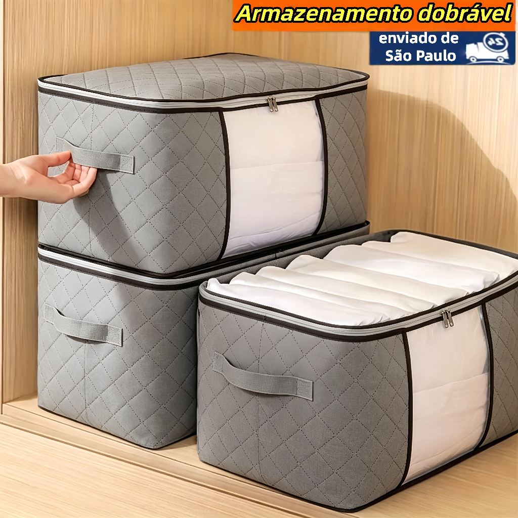 Caixa Saco Organizador Grande Cobertor Casaco Guarda Roupa Ecológico Anti-Poeira Umidade Insetos Multiuso