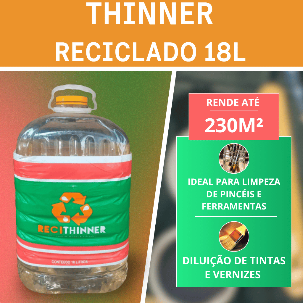 Thinner Reciclado 18L para Limpeza de Pistolas Ferramentas Equipamentos e Diluição de Tintas
