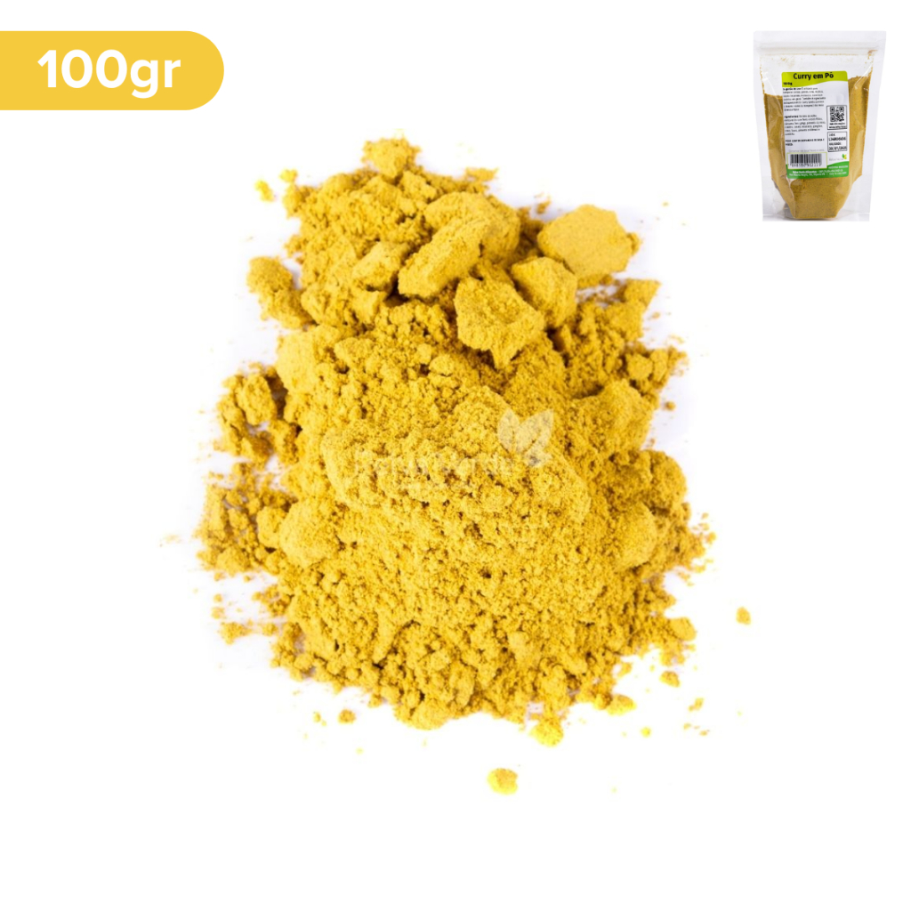 Curry em Pó Relva Verde 100g Tempero Indiano Mistura de Especiarias
