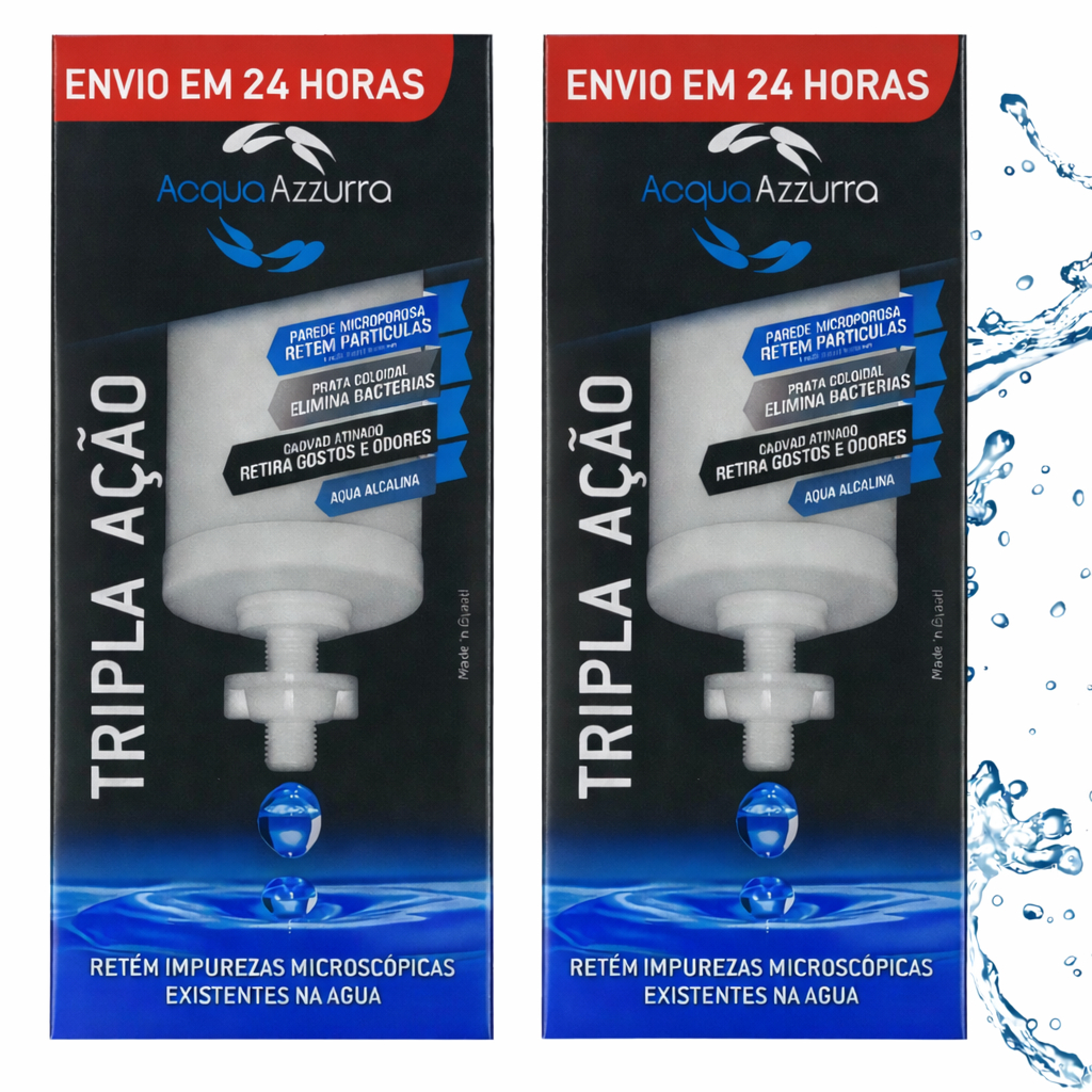 02 Velas Filtro de Barro Tripla Ação Carvão Ativado Prata Coloidal  SERVE PARA TODOS FILTRO DE BARRO