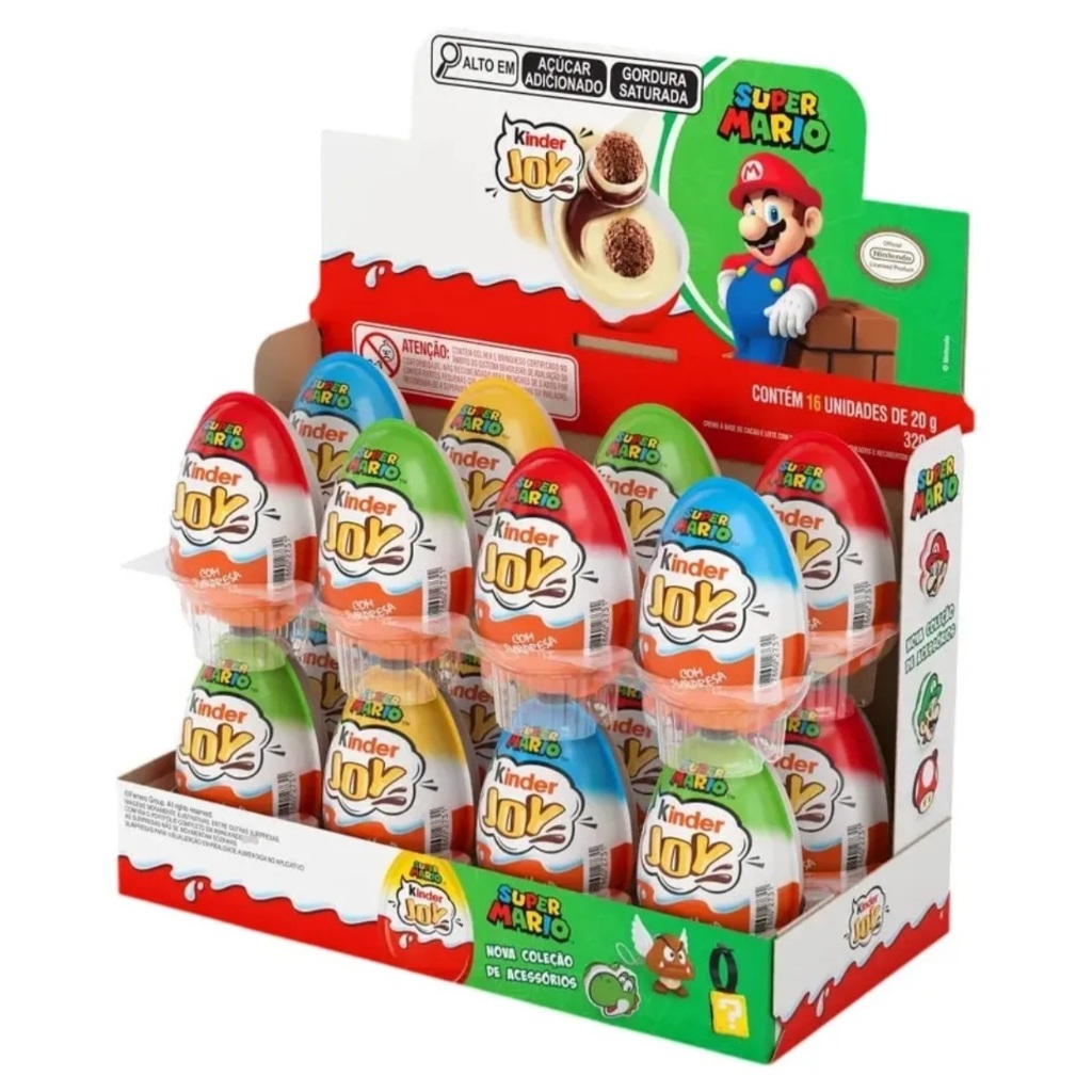 Chocolate Kinder Joy Super Mário 16 Unidades Ferrero Coleção Ovo