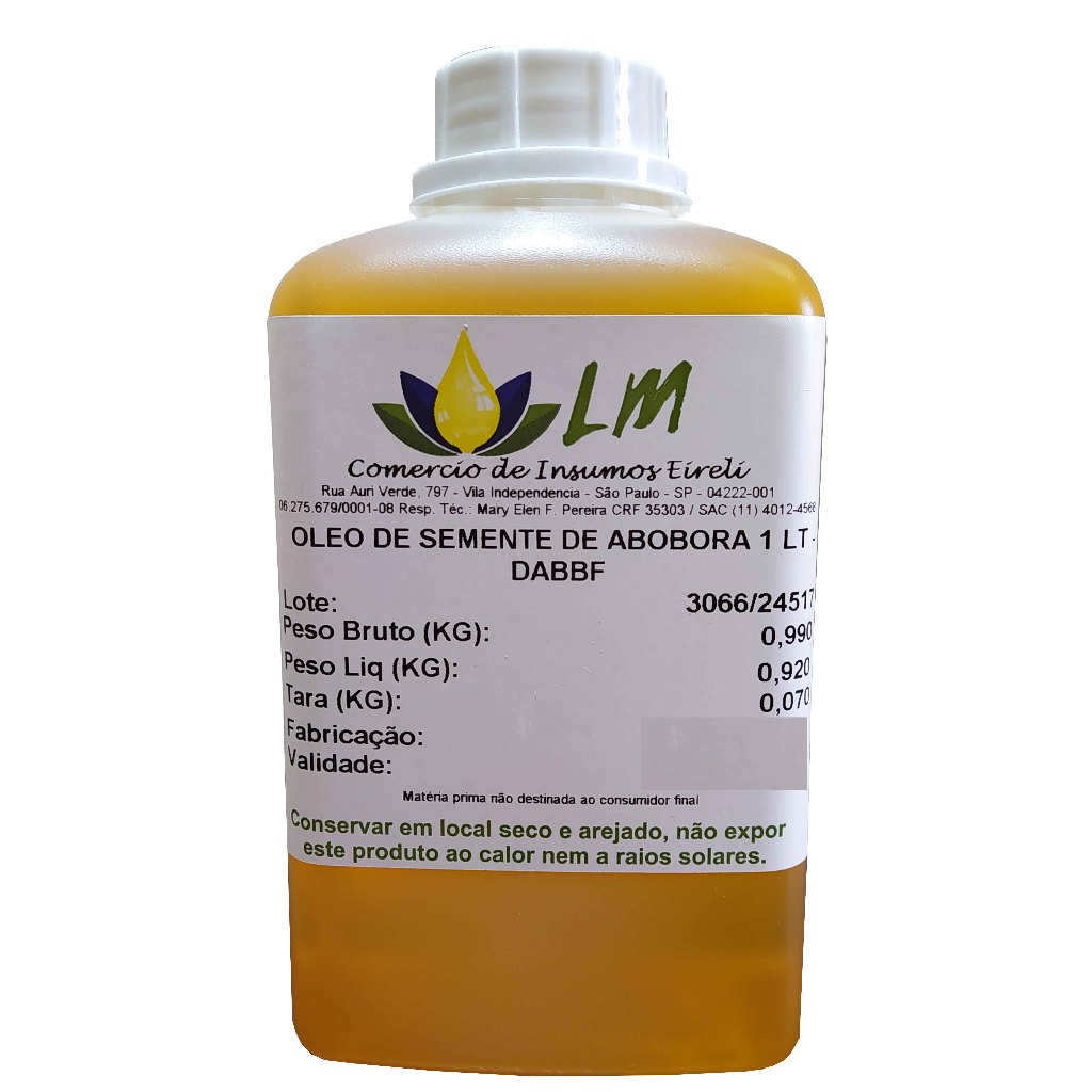 Distriol - Óleo Vegetal Semente De Abobora 1 Litro - 100% Puro Óleo Vegetal