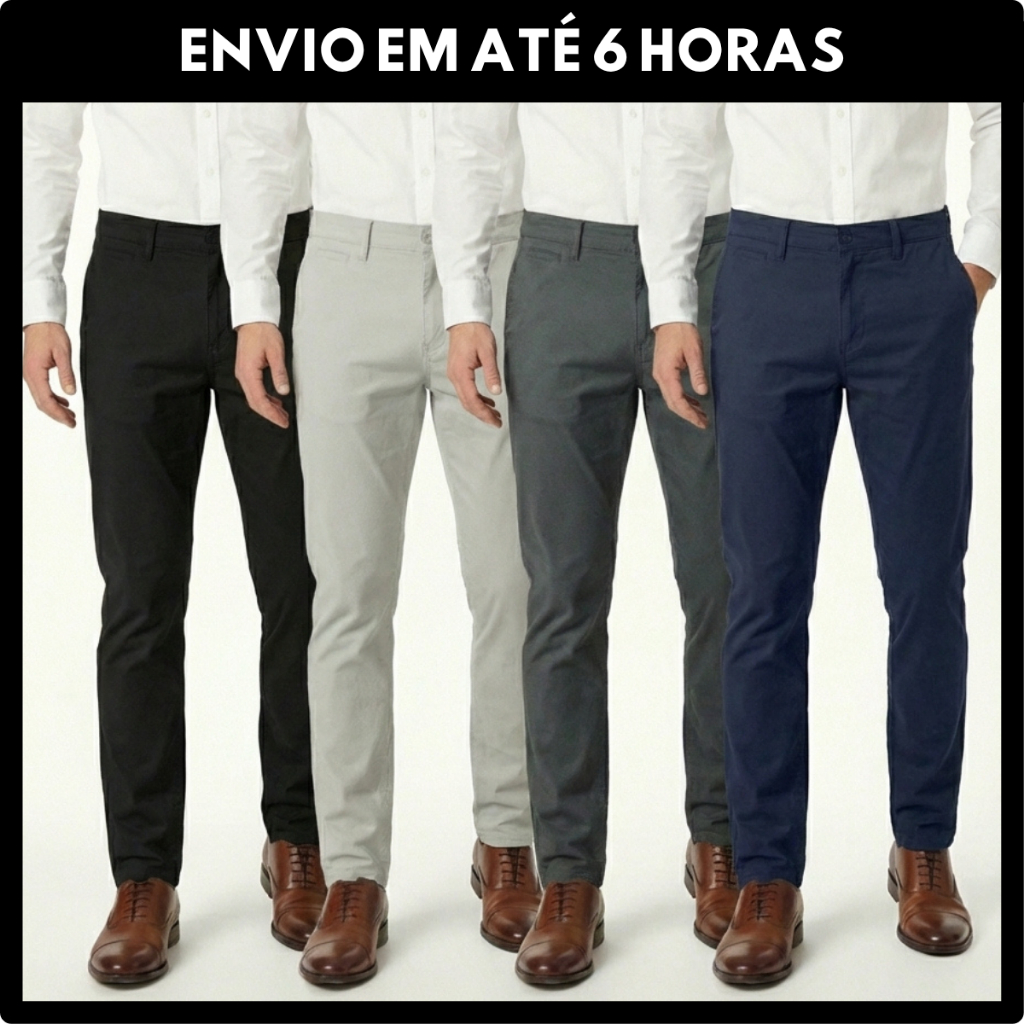 Calças Sarja Masculina Alfaiataria Esporte Fino Bolso Faca Bolso Embutido Social Elastano Lycra