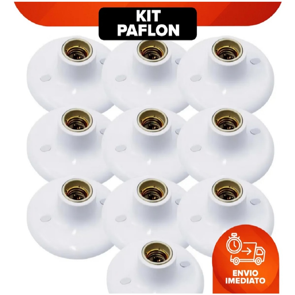 Kit 10 Plafon Suporte Lâmpadas Redondo Bocal E27 Branco 110v 220v Paflon de teto  Plafon Soquete