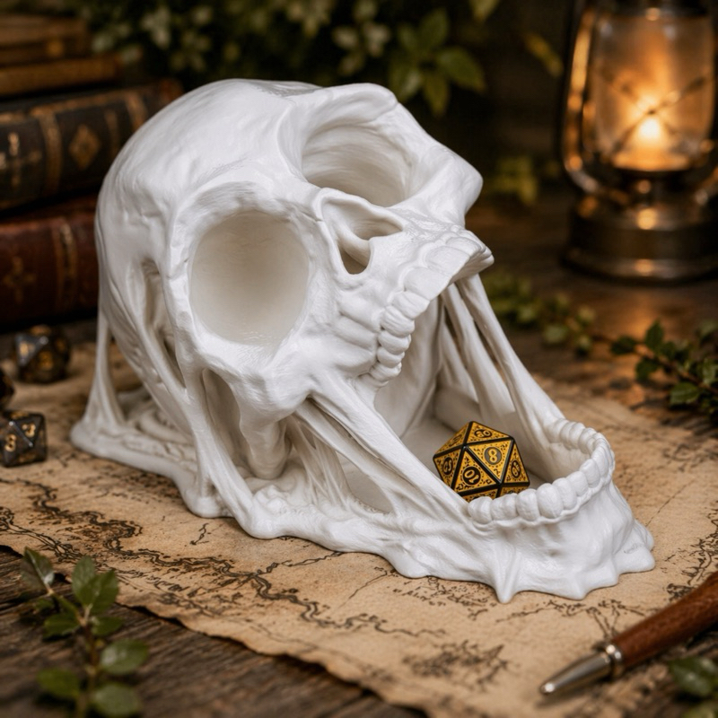 Torre de Dados RPG Crânio Dice Tower Porta Dados D20 DnD Acessório RPG Mesa Jogo Decorativo
