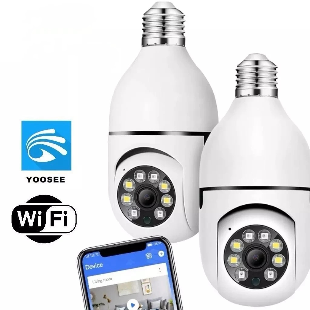 Câmera Segurança Prova D'água Infravermelho Lâmpada Externa 360 Sem Fio Wifi 2.4G G4 Click
