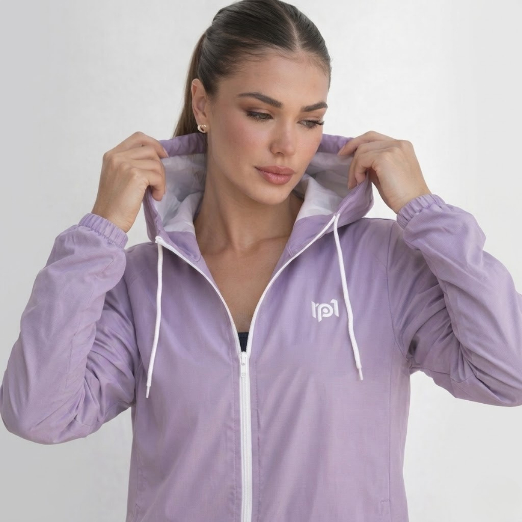 Jaqueta Corta Vento Feminino Leve Liso Capuz Impermeável Bolsos Academia Look Treino Corrida