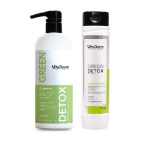 Kit Green Detox Vita Derm • Shampoo 1L + Condicionador 300ml • Antipoluição Capilar