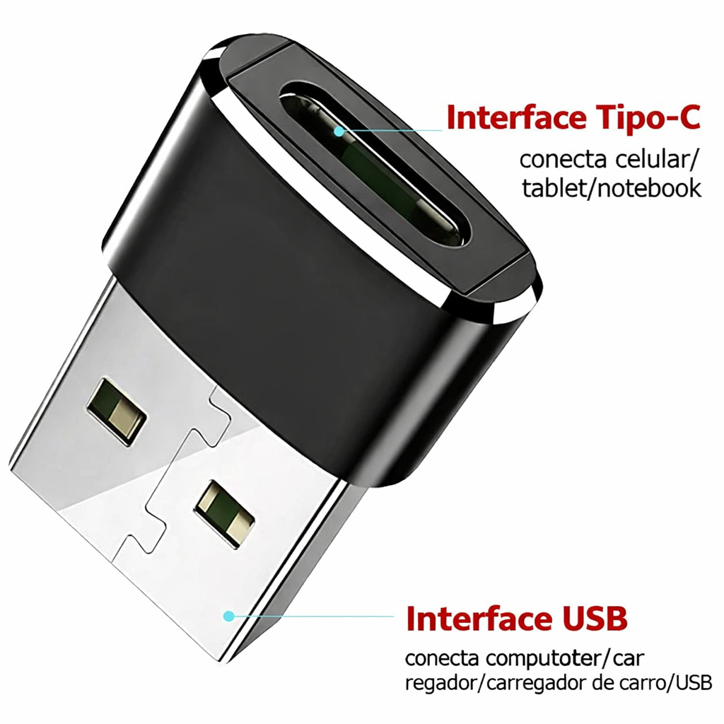 Adaptador Conversor Usb Type C (tipo C)  Fêmea Para Usb Macho ultra rapido