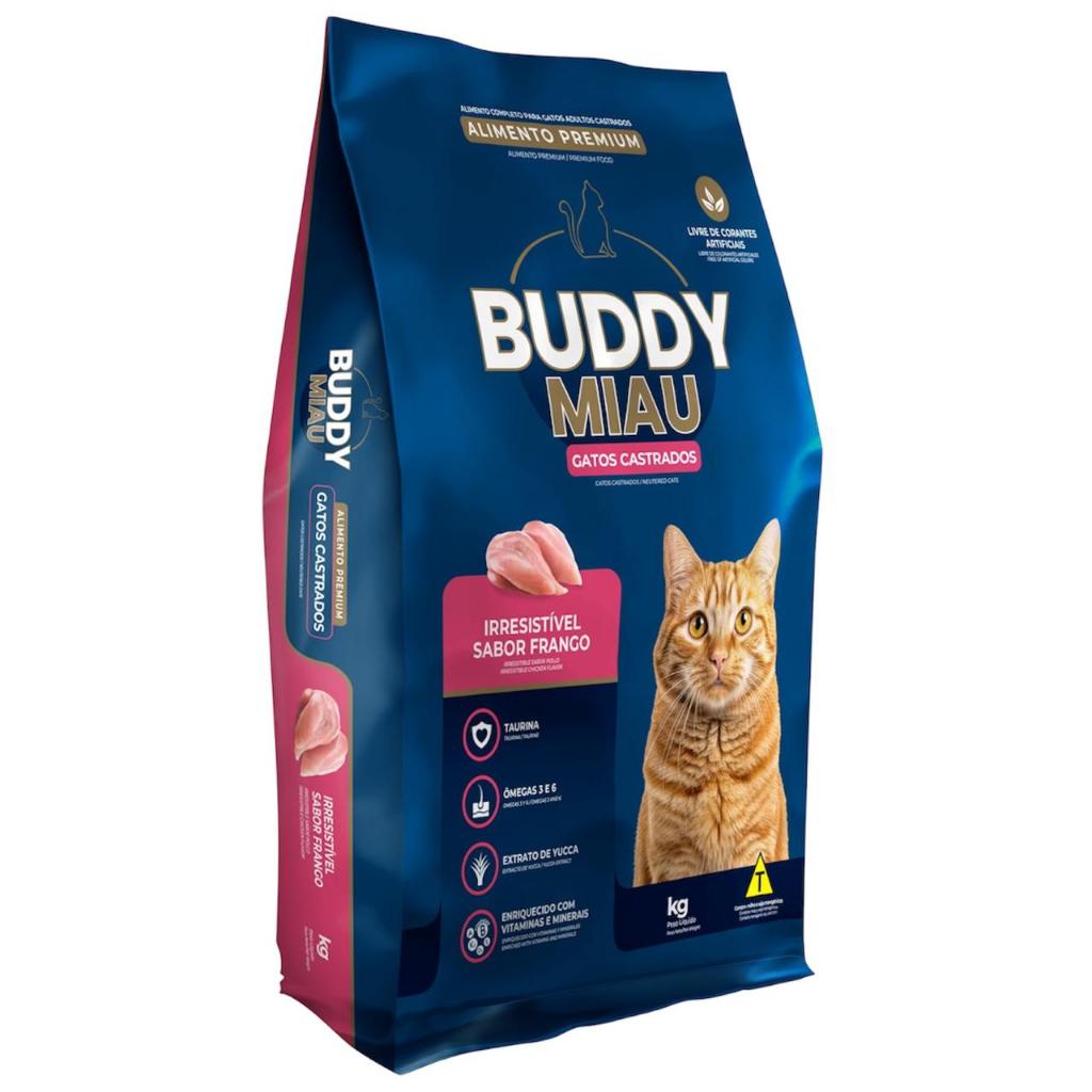 Ração Premium Buddy Miau Gatos Castrados Sabor Frango 10kg
