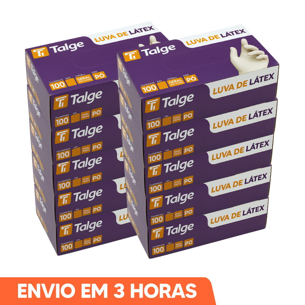 1000un Luva de Látex Branca Com Pó Descartável PP P M G Marca Talge